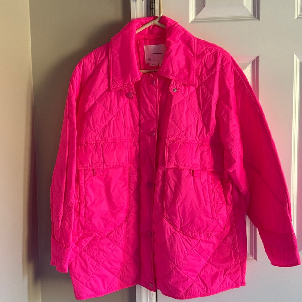 Anthropologie Hot Pink Quilted Jacket
